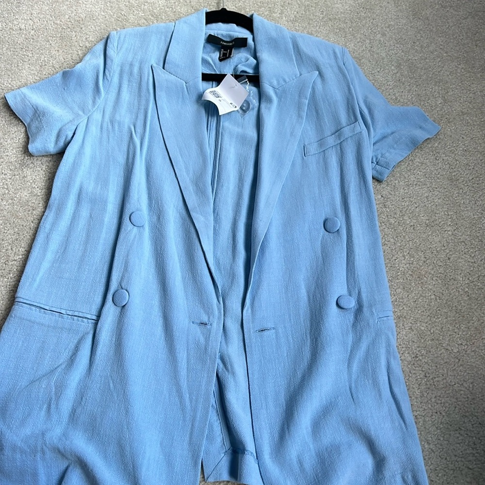 Forever 21 linen short sleeve blazer